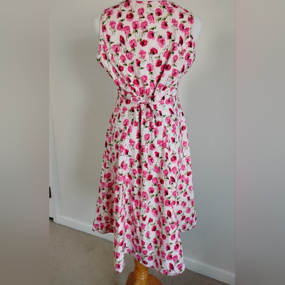 Tulip Poppie Cotton Dress in Floral Rose Print Size S - Picture 2 of 9